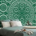 TAPET MANDALA ETNICĂ DELICATĂ ÎN DESIGN VERDE - TAPET FENG SHUI - TAPETURI