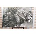 CANVAS PRINT KING OF ANIMALS IN BLACK AND WHITE WATERCOLOR - BLACK AND WHITE PICTURES - PICTURES