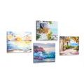 CANVAS PRINT SET TOUCH OF THE SEA IN THE IMITATION OF AN OIL PAINTING - SET OF PICTURES - PICTURES