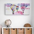 5-PIECE CANVAS PRINT BALLOONS IN THE WIND - CHILDRENS PICTURES - PICTURES