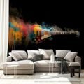 TAPETE BUNTE GITARRE AUF SCHWARZEM HINTERGRUND - MUSIK FOTOTAPETEN - TAPETEN