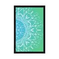 AFFICHE MANDALA BLANC SUR FOND BLEU SARCELLE - FENG SHUI - AFFICHES