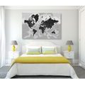 CANVAS PRINT MODERN BLACK AND WHITE MAP - PICTURES OF MAPS - PICTURES