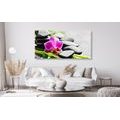 WANDBILD WELLNESS-STILLLEBEN MIT LILA ORCHIDEE - BILDER MIT FENG SHUI-MOTIVEN - BILDER