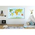 CANVAS PRINT CHILDREN'S MAP OF THE WORLD WITH ANIMALS - CHILDRENS PICTURES - PICTURES