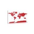 CANVAS PRINT WORLD MAP WITH INDIVIDUAL STATES IN RED - PICTURES OF MAPS - PICTURES