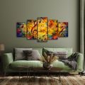 5-TEILIGES WANDBILD MUSIKALISCHE SYMPHONIE DER FARBEN - MUSIKBILDER - BILDER