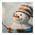 WEIHNACHTLICHES WANDBILD SCHNEEMANN UND FREUND SPATZ - WEIHNACHTS- UND WINTERBILDER - BILDER