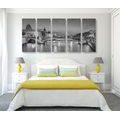 5-PIECE CANVAS PRINT DAZZLING PANORAMA OF PARIS IN BLACK AND WHITE - PICTURES OF CITIES - PICTURES