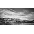 CANVAS PRINT SUNSET OVER THE LAKE IN BLACK AND WHITE - BLACK AND WHITE PICTURES - PICTURES