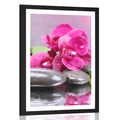 POSTER MIT PASSEPARTOUT ORCHIDEE MIT HAUCH VON ENTSPANNUNG - BLUMEN - POSTER