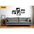 CANVAS PRINT SET LADIES IN BLACK AND WHITE - SET OF PICTURES - PICTURES