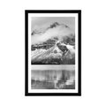 AFFICHE AVEC MONTURE LAC PRÈS D'UNE MAGNIFIQUE MONTAGNE EN NOIR ET BLANC - NOIR ET BLANC - AFFICHES