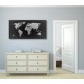 CANVAS PRINT MAP OF THE WORLD IN SHADES OF GREY - PICTURES OF MAPS - PICTURES