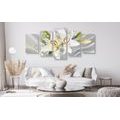 IMPRESSION SUR TOILE EN 5 PARTIES LYS BLANC SUR UN ARRIÈRE-PLAN ORIGINAL - IMPRESSIONS SUR TOILE FLEURS - IMPRESSION SUR TOILE