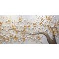 TABLEAU SUR TOILE – ARBRE AVEC FLEURS BLANC-DORÉ - TABLEAUX - 🔥 VENTE TOTALE