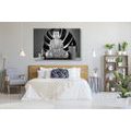 CANVAS PRINT BUDDHA WITH A RELAXING STILL LIFE IN BLACK AND WHITE - BLACK AND WHITE PICTURES - PICTURES