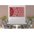 CANVAS PRINT WHITE MANDALA ON A BURGUNDY BACKGROUND - PICTURES FENG SHUI - PICTURES