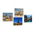 CANVAS PRINT SET ROMANTIC NIGHT PARIS - SET OF PICTURES - PICTURES