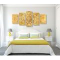 5-TEILIGES WANDBILD GOLDENES ETHNISCHES MANDALA - BILDER MIT FENG SHUI-MOTIVEN - BILDER