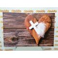 CANVAS PRINT CROSS ON A WOODEN BACKGROUND - PICTURES OF ANGELS - PICTURES