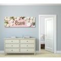 CANVAS PRINT WITH THE INSCRIPTION LOVE IN A ROMANTIC DESIGN - PICTURES WITH INSCRIPTIONS AND QUOTES - PICTURES