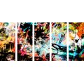 5-TEILIGES WANDBILD EINZIGARTIGE GRAFFITI-KUNST - POP-ART-BILDER - BILDER