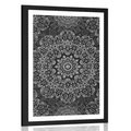 POSTER – MANDALA CON MOTIVO ASTRATTO IN BIANCO E NERO - NERO E BIANCO - POSTER