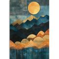 CANVAS PRINT ABSTRACT BLUE-GOLD NATURE - PICTURES MOUNTAINS - PICTURES