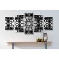 5-PIECE CANVAS PRINT ORIENTAL MOSAIC IN BLACK AND WHITE - BLACK AND WHITE PICTURES - PICTURES