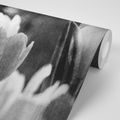 SELF ADHESIVE WALLPAPER BLACK AND WHITE TULIPS IN RETRO STYLE - SELF-ADHESIVE WALLPAPERS - WALLPAPERS