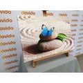 CANVAS PRINT BLUE BUTTERFLY IN A ZEN GARDEN - PICTURES FENG SHUI - PICTURES