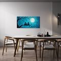 WANDBILD NÄCHTLICHE KATZEN IN BLAU - HALLOWEEN- UND HORROR-BILDER - BILDER