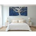 IMPRESSION SUR TOILE ARBRE ABSTRAIT SUR BOIS AVEC CONTRASTE BLEU - IMPRESSIONS SUR TOILE ARBRES ET FEUILLES - IMPRESSION SUR TOILE