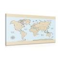 CANVAS PRINT WORLD MAP WITH A BEIGE BORDER - PICTURES OF MAPS - PICTURES