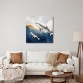TABLEAU SUR TOILE – COUPLE DE BALEINES DANS L’OCÉAN BLEU - TABLEAUX DE BALEINE - TABLEAUX