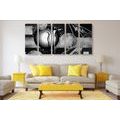 5-PIECE CANVAS PRINT ETHNO COUPLE IN LOVE IN BLACK AND WHITE - BLACK AND WHITE PICTURES - PICTURES