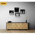 CANVAS PRINT SET HEAVENLY JOY IN BLACK AND WHITE - SET OF PICTURES - PICTURES