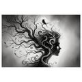 OBRAZ ČERNOBÍLÝ PORTRÉT SE STROMEM ŽIVOTA - OBRAZY STROMY ŽIVOTA - OBRAZY