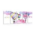 5-PIECE CANVAS PRINT BALLOONS IN THE WIND - CHILDRENS PICTURES - PICTURES