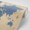 PAPIER PEINT AUTOCOLLANT RÉTRO CARTE DU MONDE AVEC UNE BOUSSOLE - PAPIERS PEINTS AUTOCOLLANTS - PAPIER PEINT