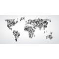 DECORATIVE PINBOARD WORLD MAP CONSISTING OF PEOPLE IN BLACK AND WHITE - PICTURES ON CORK - PICTURES