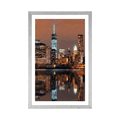 POSTER WITH MOUNT REFLECTION OF MANHATTAN IN WATER - CITIES - POSTERS