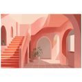 SELBSTKLEBENDE TAPETE ABSTRAKTE ROSA ARCHITEKTUR - STREET-ART-TAPETEN - TAPETEN