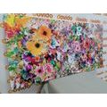 TABLEAU SUR TOILE – FLEURS MULTICOLORES - PEINTURES ABSTRAITES - TABLEAUX