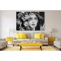 CANVAS PRINT ORIGINAL PAINTING OF A WOMAN IN BLACK AND WHITE - BLACK AND WHITE PICTURES - PICTURES