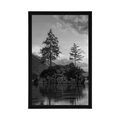 FRAMED POSTER BLACK AND WHITE MOUNTAIN LANDSCAPE BY THE LAKE - BLACK AND WHITE - POSTERS