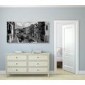 CANVAS PRINT BLACK AND WHITE HOUSES IN A TOWN - BLACK AND WHITE PICTURES - PICTURES