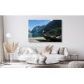 CANVAS PRINT WOODEN VIKING SHIP - PICTURES OF NATURE AND LANDSCAPE - PICTURES