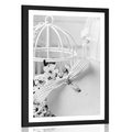 AFFICHE AVEC MONTURE NATURE MORTE ROMANTIQUE DE STYLE VINTAGE EN NOIR ET BLANC - NOIR ET BLANC - AFFICHES